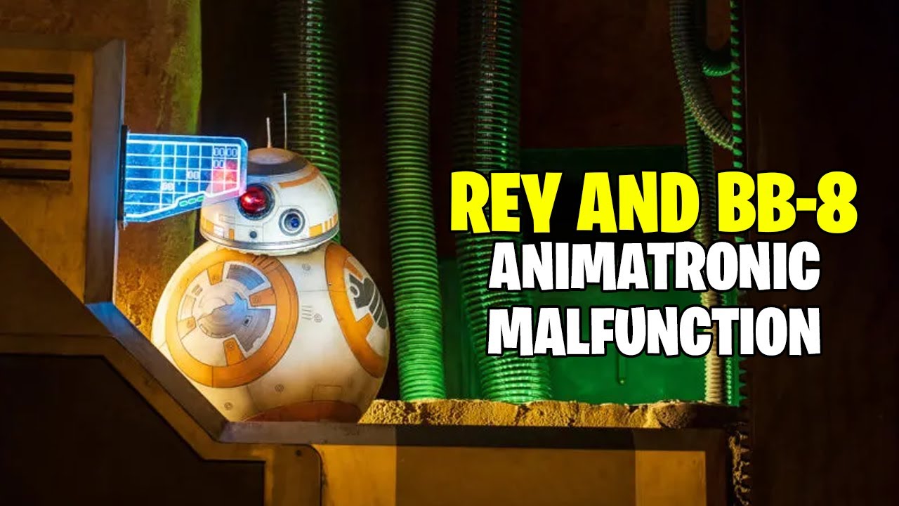 Rey and BB-8 ANIMATRONIC MALFUNCTION on RISE OF THE RESISTANCE at HOLLYWOOD STUDIOS