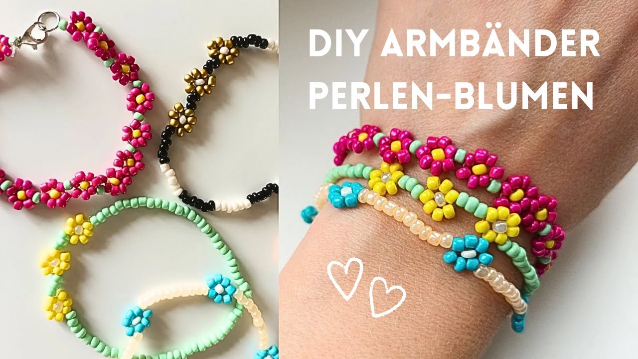 DIY Perlen-Blumen Armb&auml;nder basteln | Perlenbumen Schmuck herstellen | Ronja Ready DIY