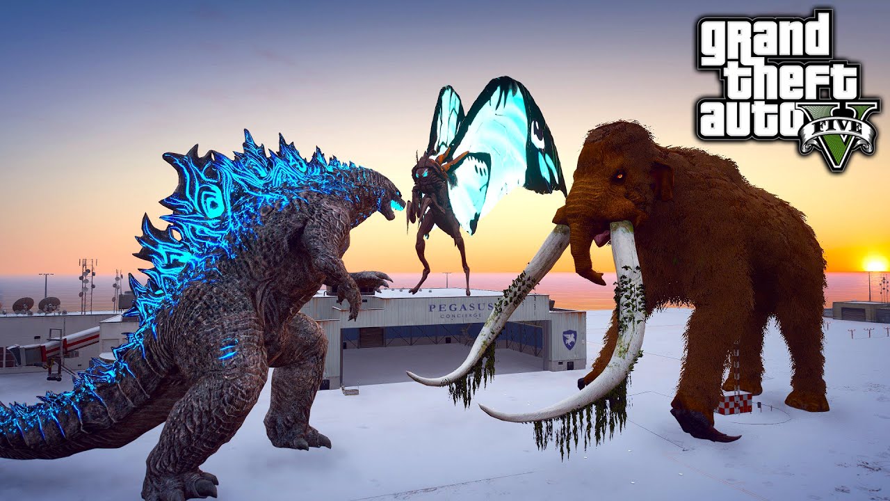Godzilla Vs Titanus behemoth & Titanus Mothra ( GTA V Mods )