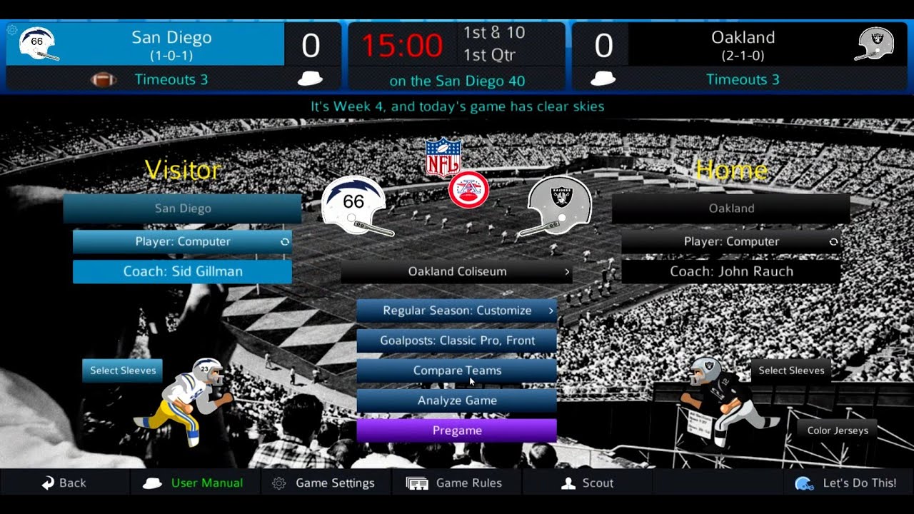 Pro Strategy Football 2026 - 1966 replay, week 4