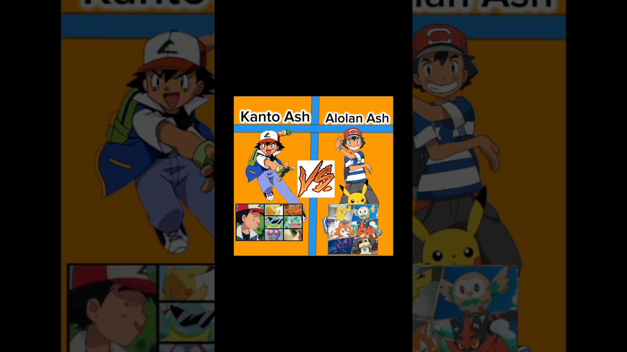 Kanto Ash team Vs Alolan Ash team | #comparison #pokemon #alola #kanto #foryou #viralshorts #shorts