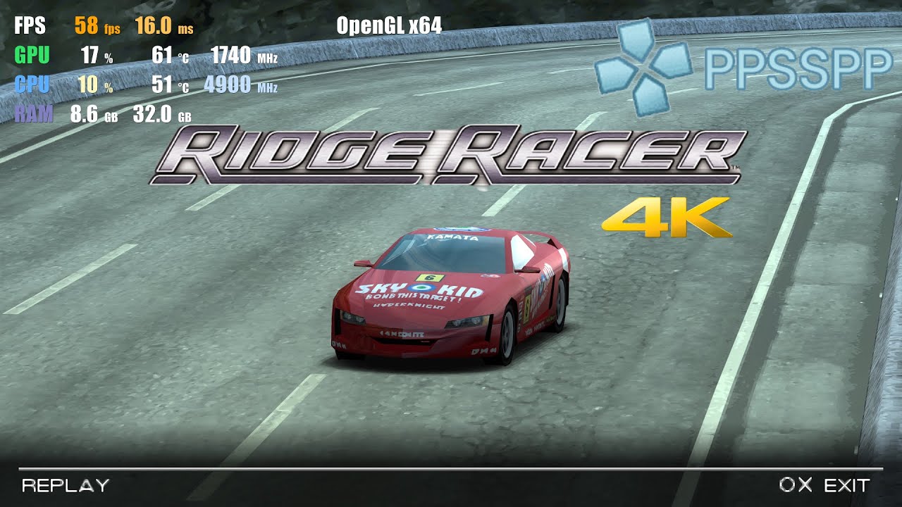 PPSSPP 1.11.1 | Ridge Racer 4K 60FPS UHD | PSP Emulator Gameplay
