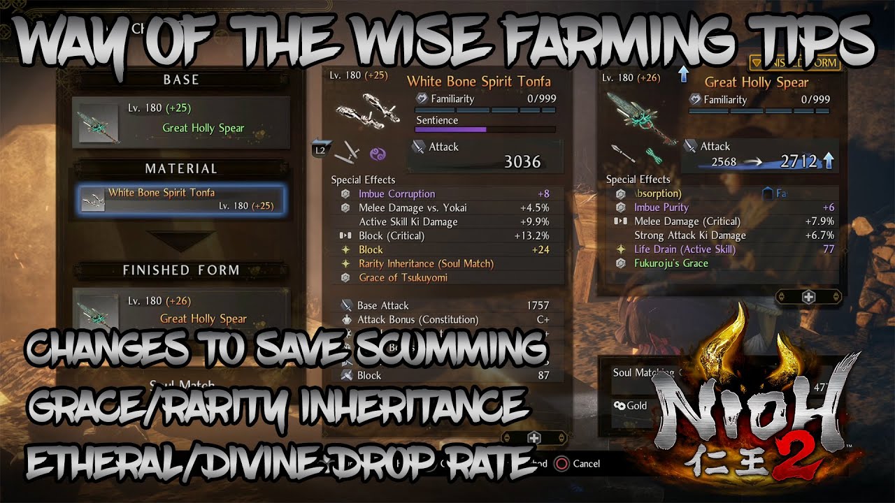 Nioh 2 Way of the Wise - New Mechanics and Farming Tips