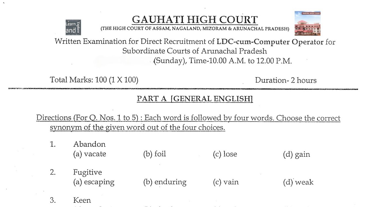 Tripura High Court | Previous Year Question Paper Analysis LDC | Part: 13