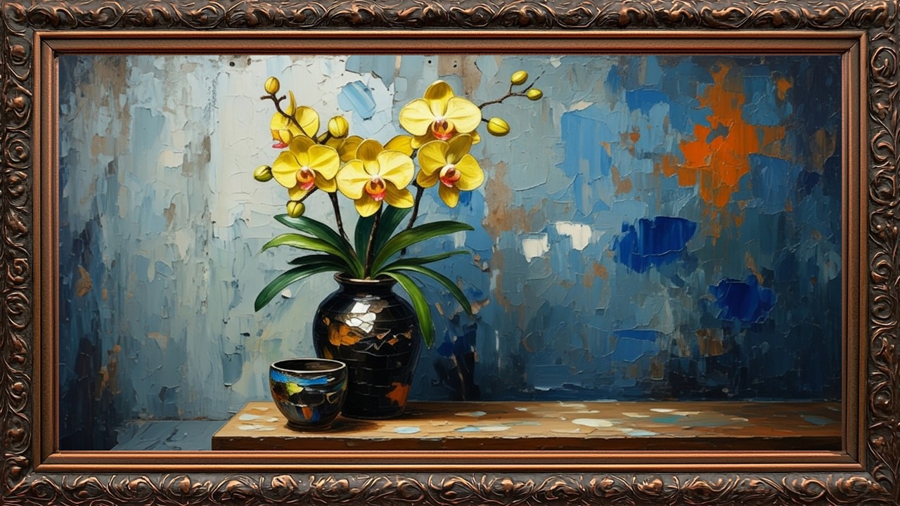 Vintage TV Frame Flower Oil Painting Art 🎨 Timeless Classic Wall Display  | 4K UHD