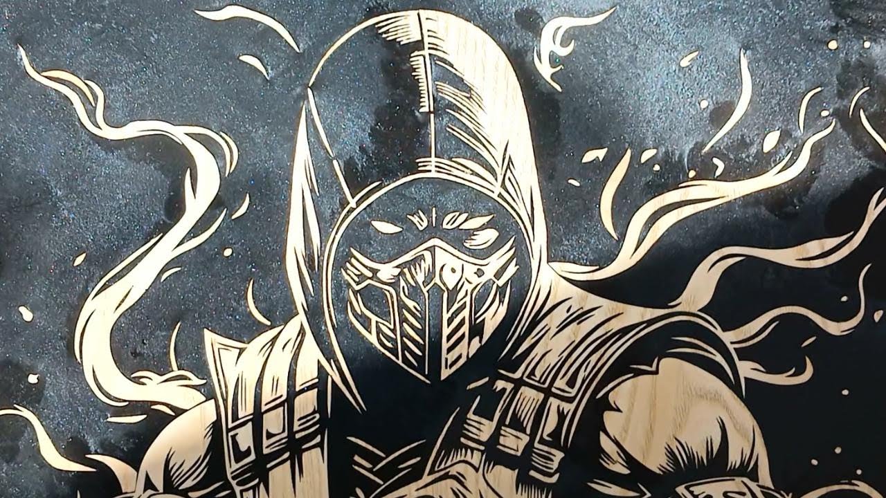 🔥 Making Scorpion Artwork with Wood, Resin & Laser Cutting | Epic Blend of Art and Gaming!