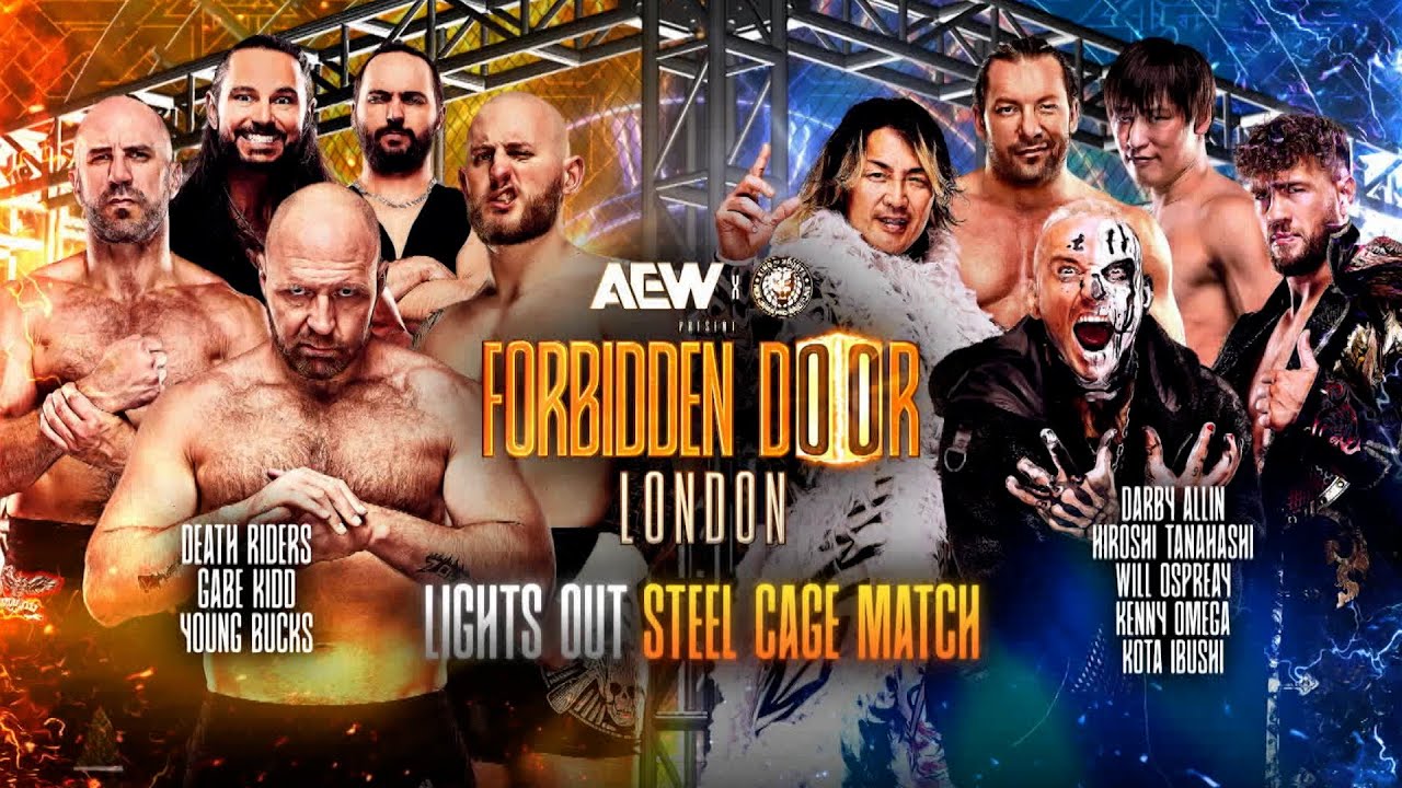 フルマッチ：ライトアウト・スチールケージマッチ：ダービー・アリン、ケニー・オメガ、飯伏幸太、棚橋弘至、ウィル・オスプレイ vs デス・ライダーズ、ゲイブ・キッド、ヤング・バックス