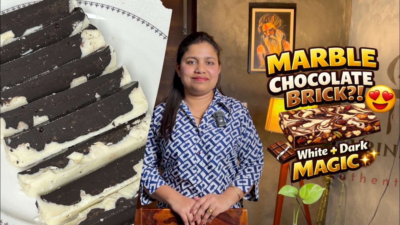 How to Make Marble Chocolate Brick | White + Dark Chocolate + Dry Fruits