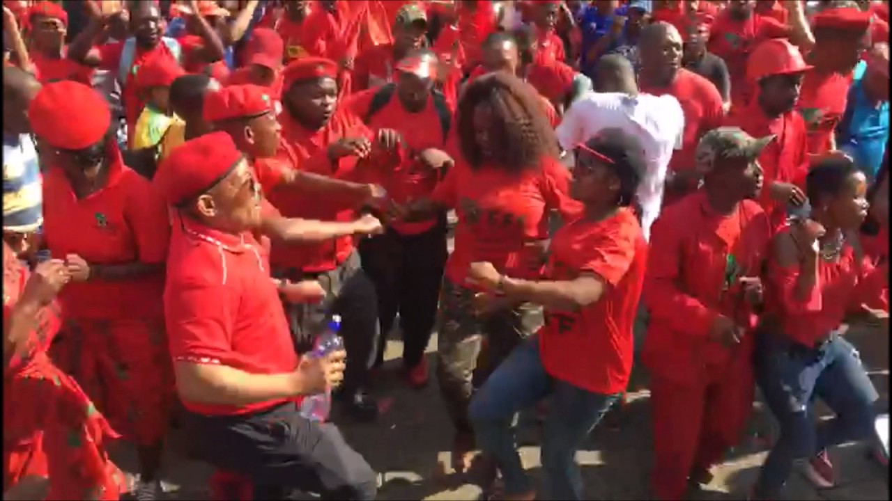 EFF Members dancing and singing on Church Square