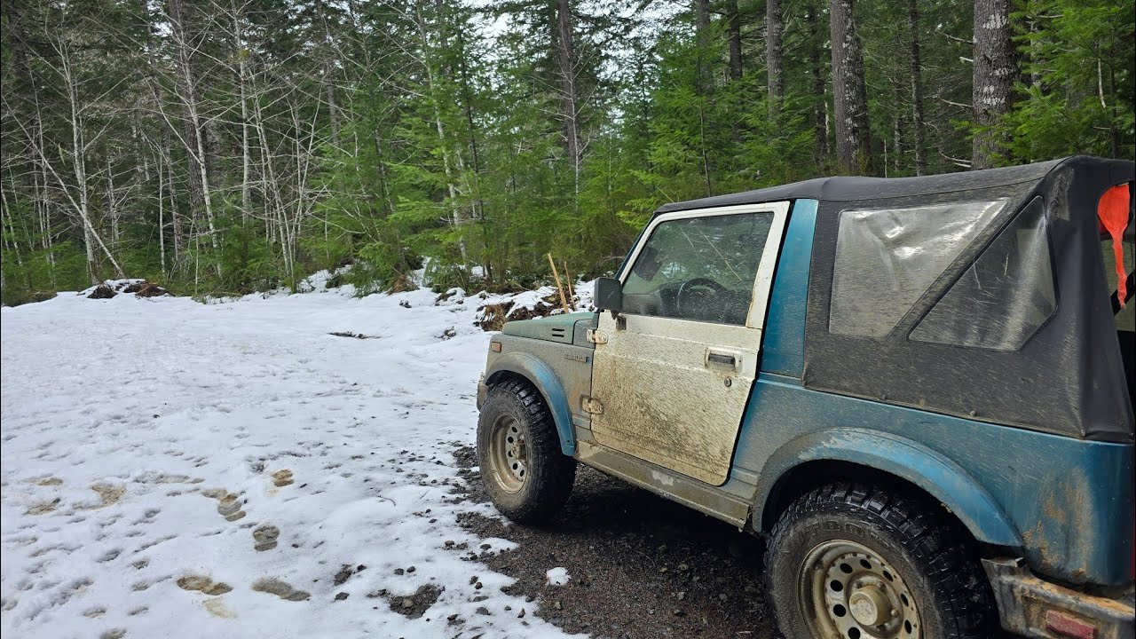Little bit of snow wheeling in the little Samurai 
