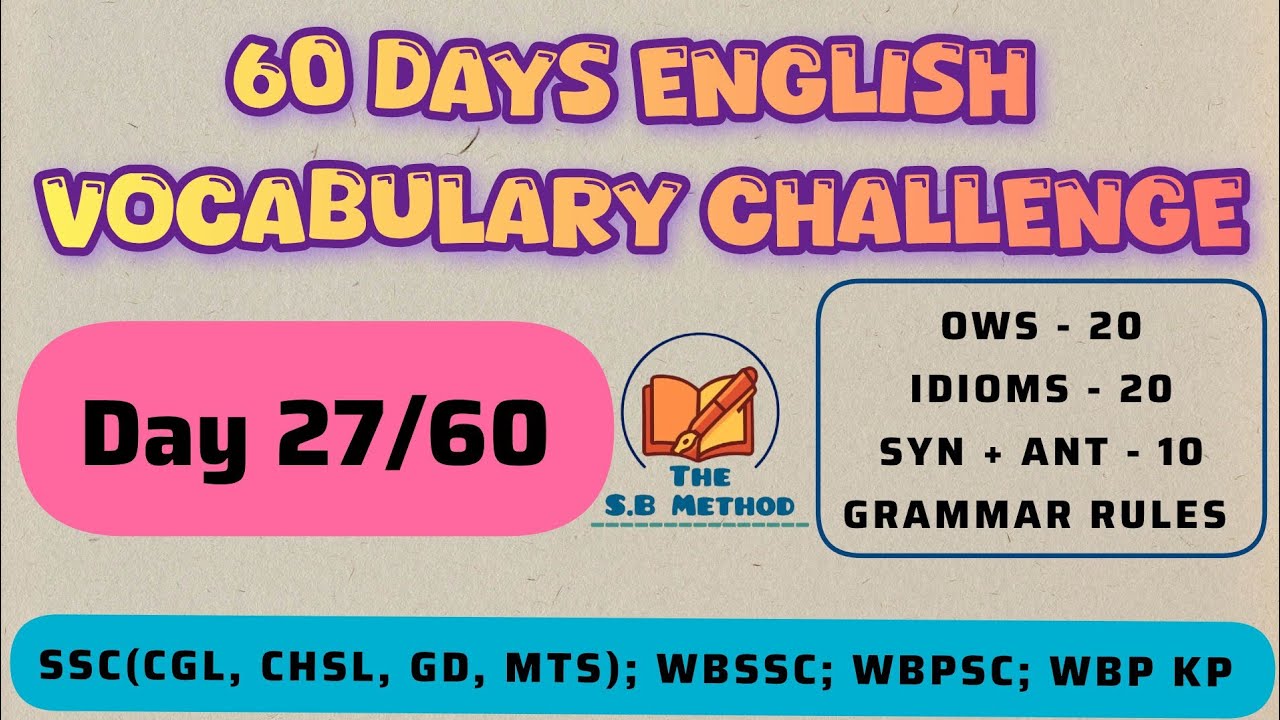 Day 27 Of 60 Days Vocabulary Challenge 🎯60 Days Vocabulary Challenge 🎯| Vocabulary Challenge
