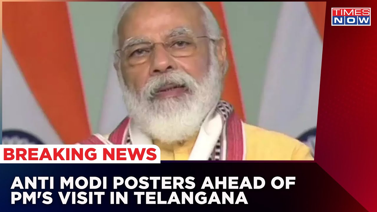 Anti Modi Posters Ahead Of PM's Visit In Telangana | TRS Local Leaders Protesting Over 'Ache Din'