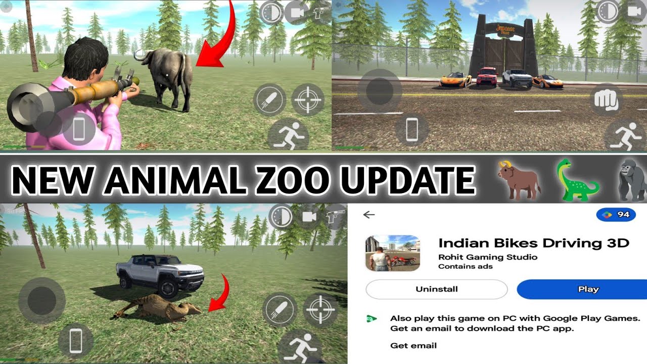 Indian bike 3D driving game me new animal zoo update in animal killed in game 