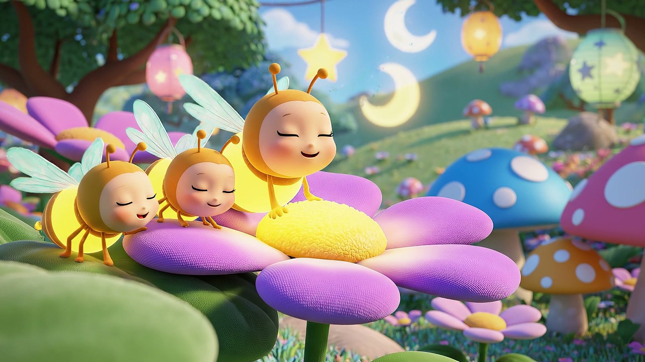 Five Tiny Fireflies Glow Glow Glow ✨ | Magical Bedtime & Color Song for Kids