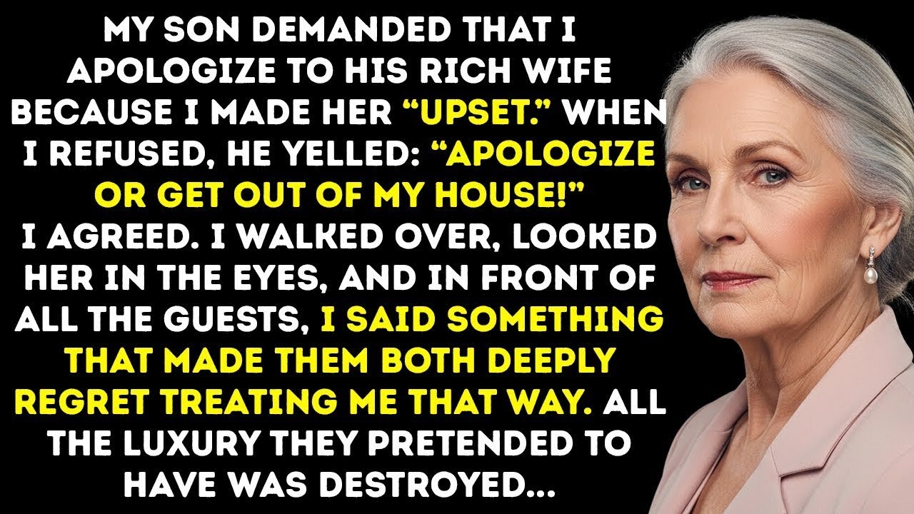My Son Forced Me To Apologize To His Rich Wife—But My Words Destroyed All Their Luxury.