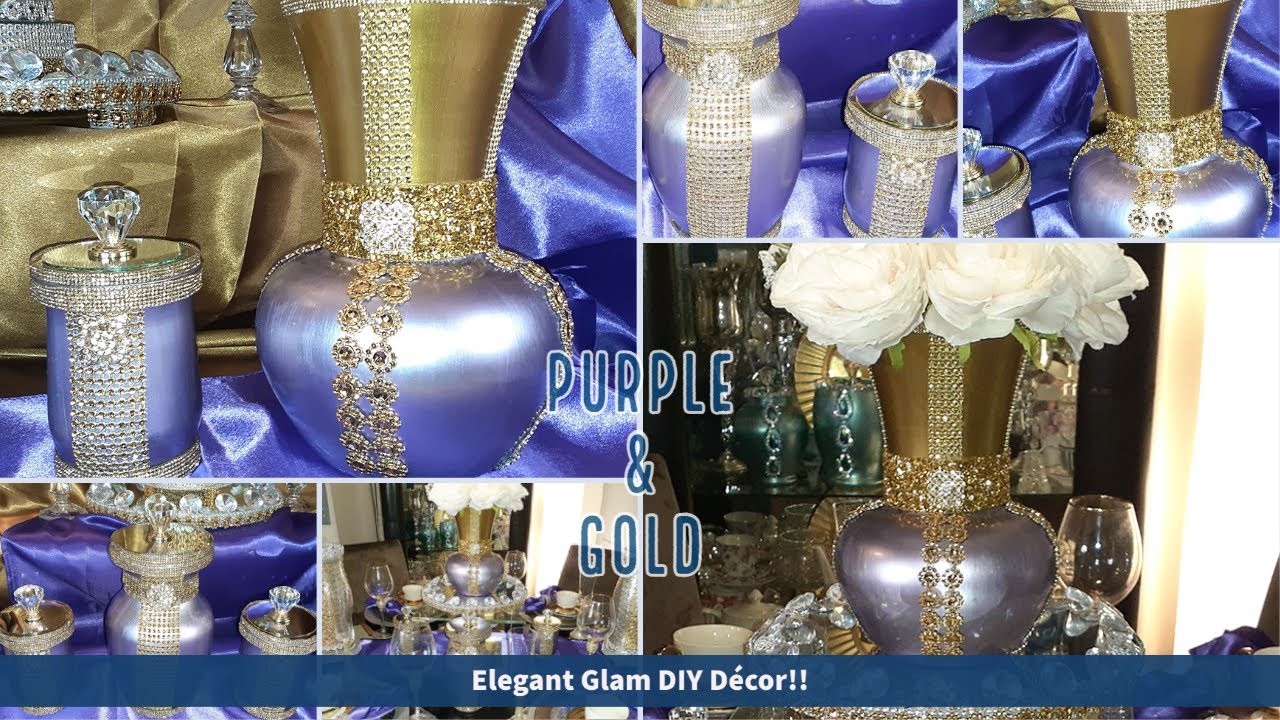 #DIYGlam Royal Purple & Gold Vase & Vanity Storage Solutions | 2021 #GlamDIY #DollarTree Ideas!