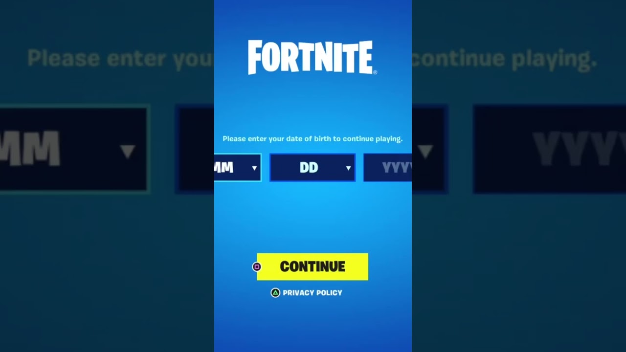 !!Fortnite Asking For Date Of Birth!! #fortnite #shorts #update #100