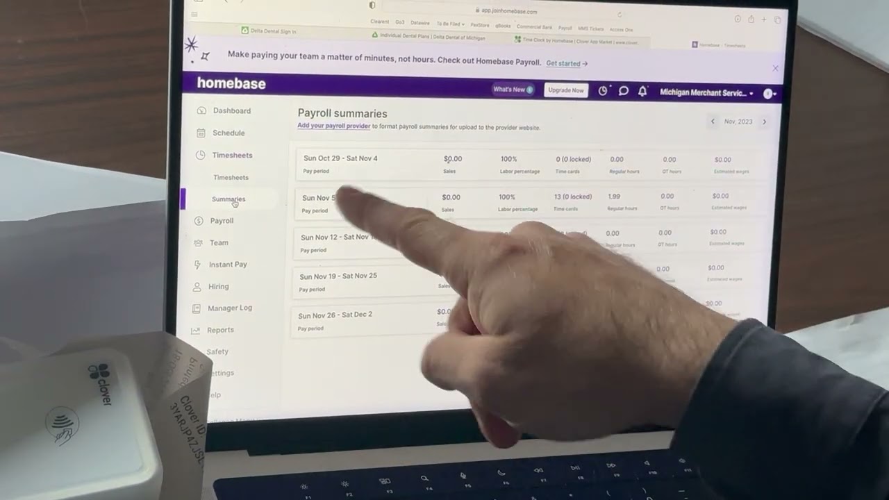 home base back office for payroll summieries