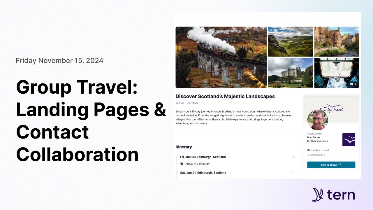 Group Travel: Landing Pages & Contact Collaboration