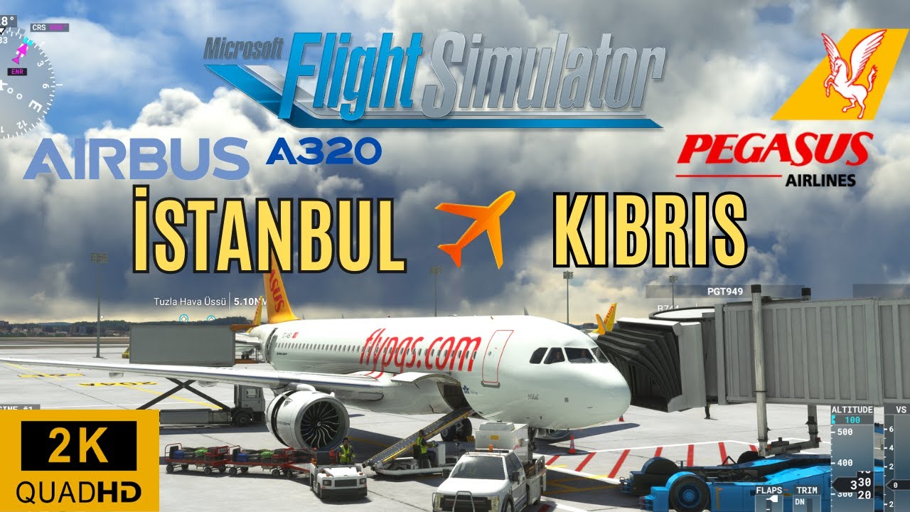 İstanbul - Kıbrıs Ercan Airport Landing İniş | Pegasus A320 Neo | MSFS 2020