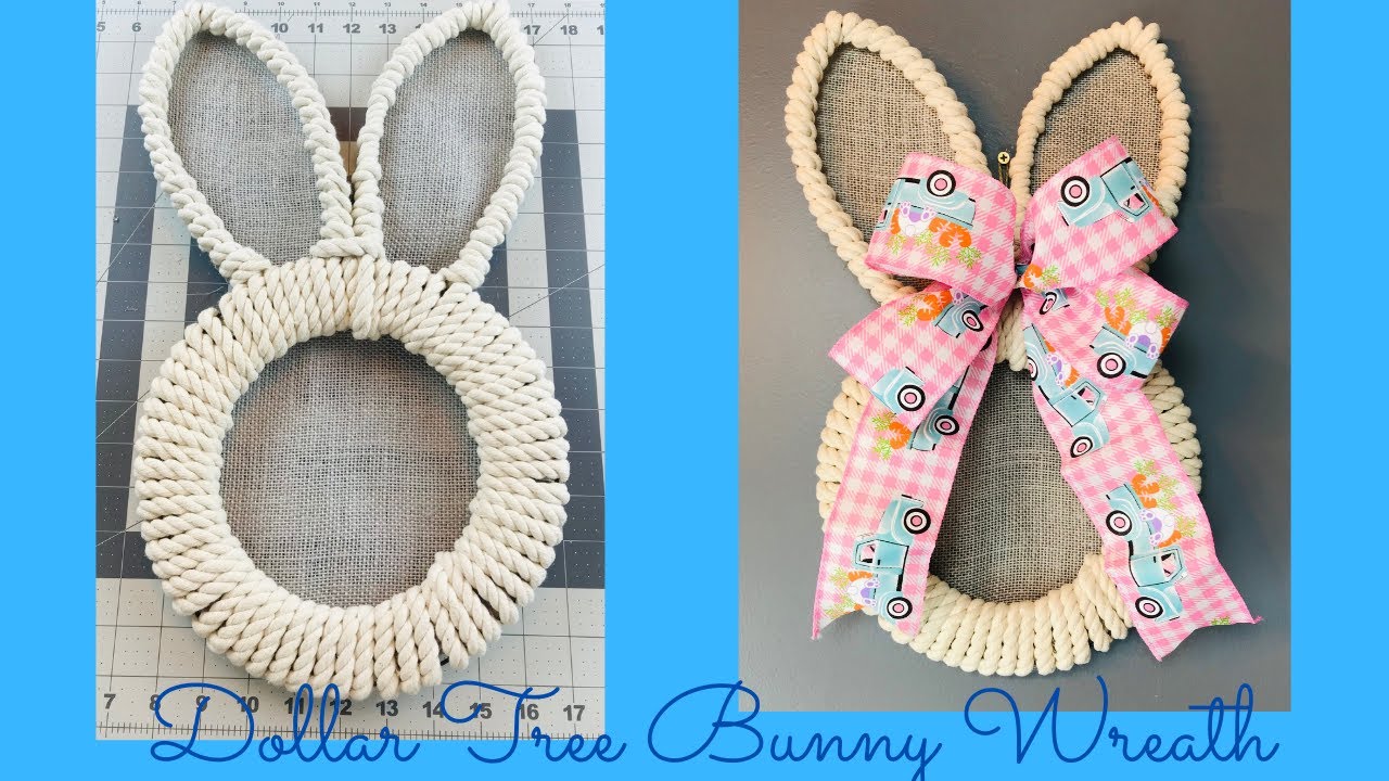 EASY & INEXPENSIVE DOLLAR TREE NAUTICAL ROPE EASTER BUNNY WREATH DIY PLUS BOW TUTORIAL 🐇🌷🐇