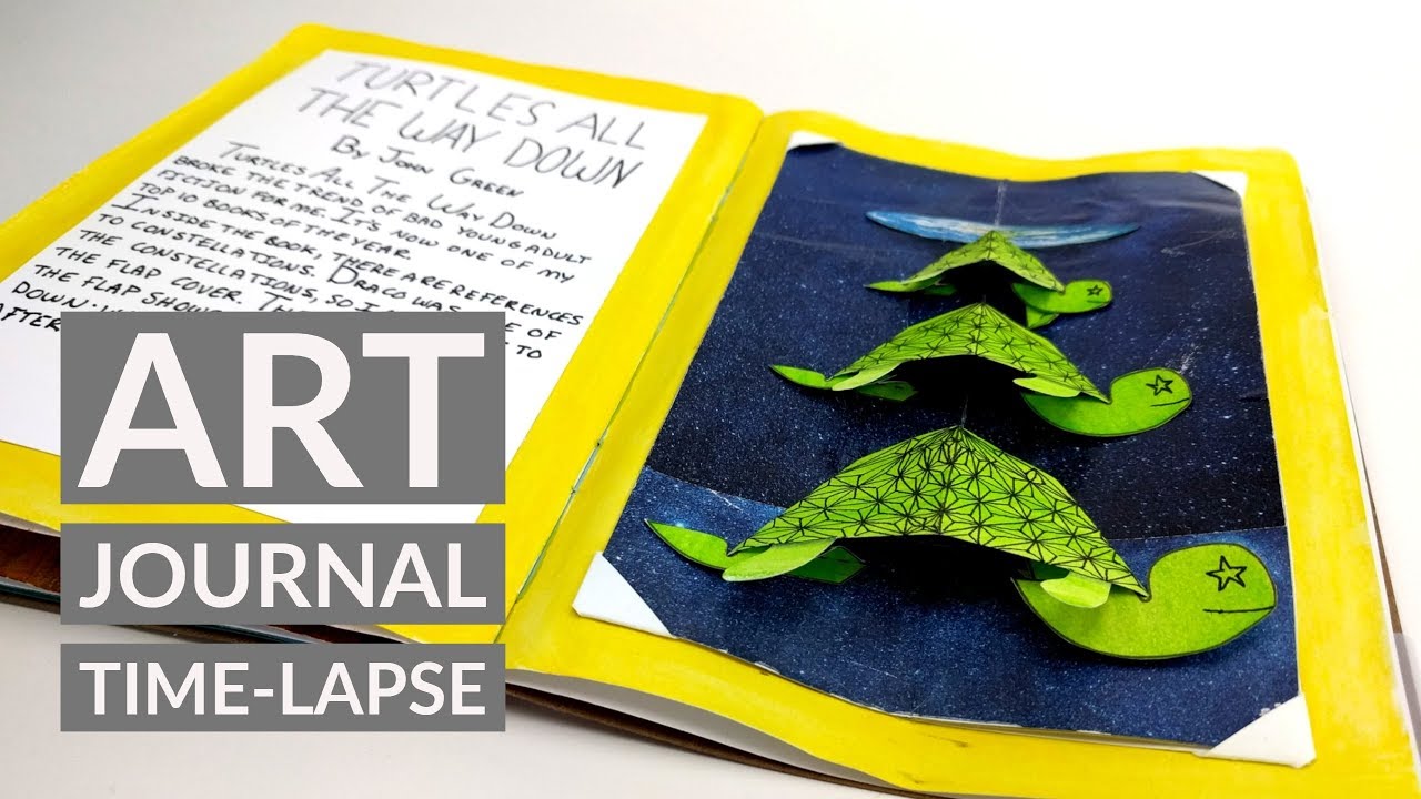 Turtles All The Way Down Art Journal Pop-Up Spread - Timelapse
