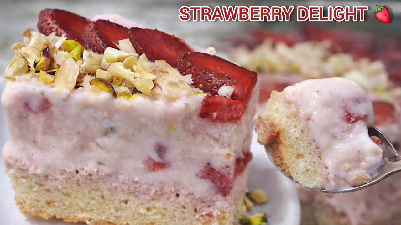 Strawberry Delight Recipe | Soft & Creamy Dessert | No Bake Style | Easy Dessert Ramzan special