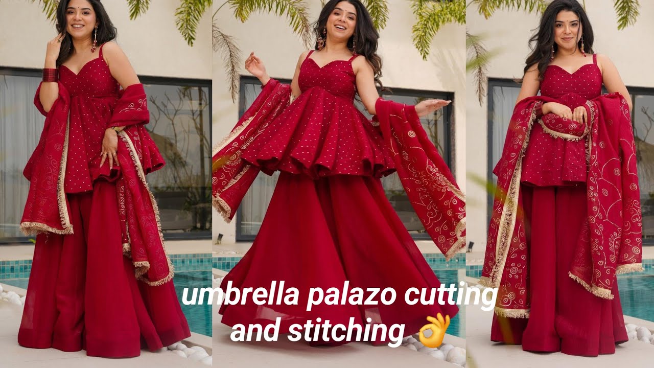 Trendy🔥Umbrella palazo cutting and stitching/palazo cutting/circle palazzo cutting/umbrella palazo