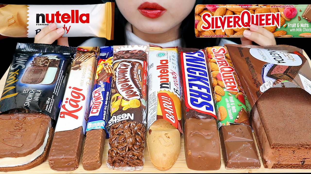 ASMR ICE CREAM CHOCOLATE BAR 🍫 SNICKERS, SILVERQUEEN, NUTELLA B-READY, INDOFOOD MAX SWICH, PANGTOA 🍫