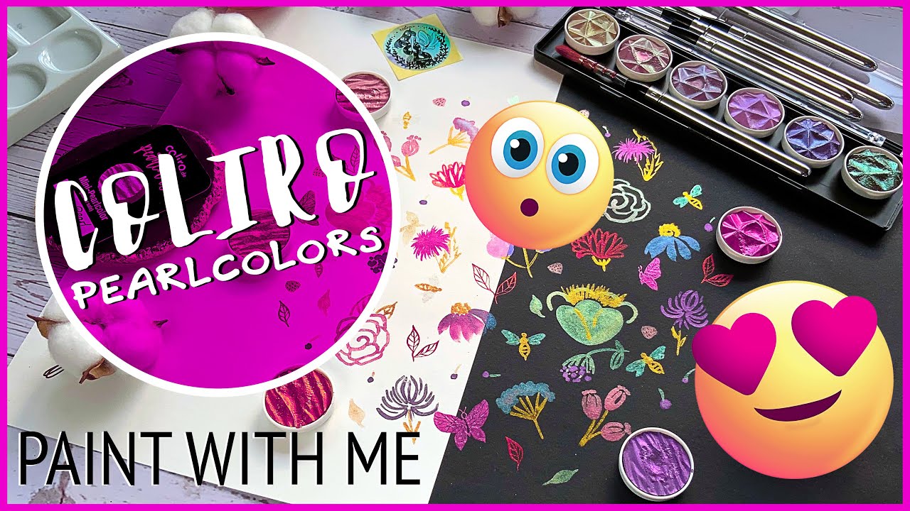 Metallic watercolors from Coliro Finetec in action on black and on white paper in natural light