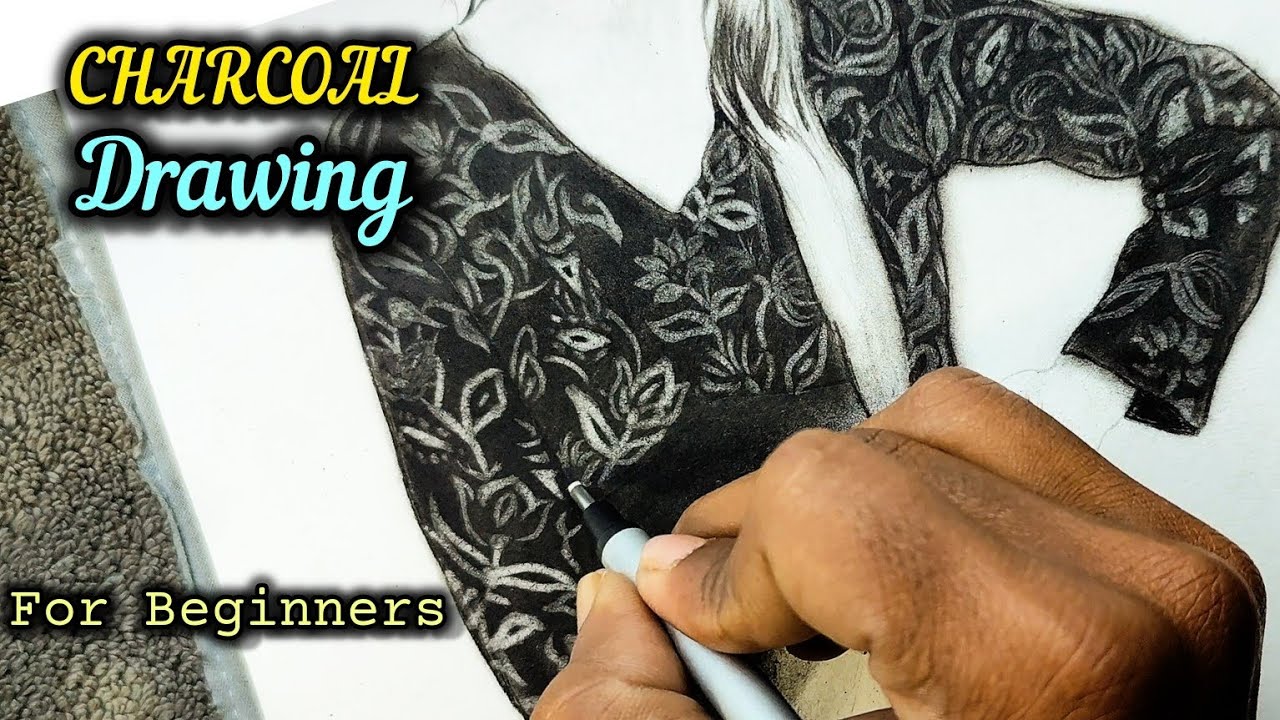Charcoal Drawing Tutorial for Beginners: Girl Dress Step-by-Step! 🎨🔥