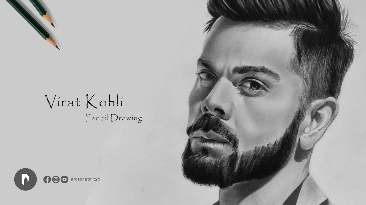 Virat Kohli drawing step by step | Drawing Virat Kohli