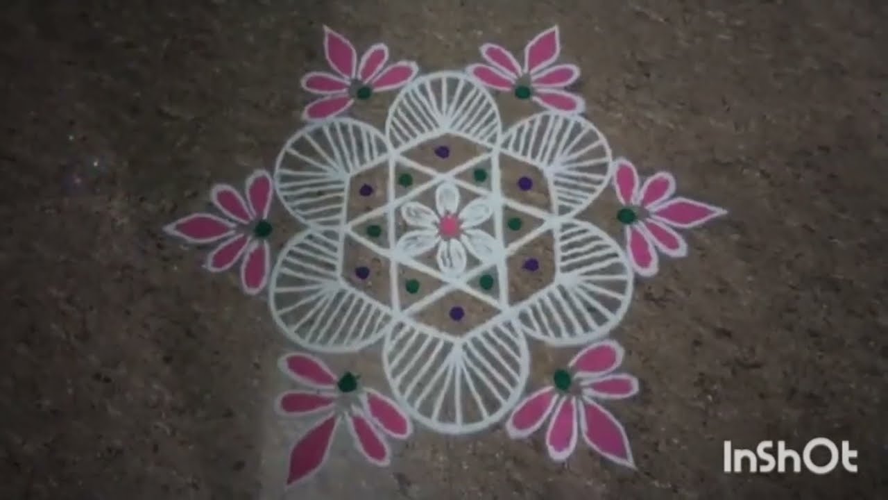 (5+3) dots easy rangoli designs 🌺 festival rangoli designs 🌺