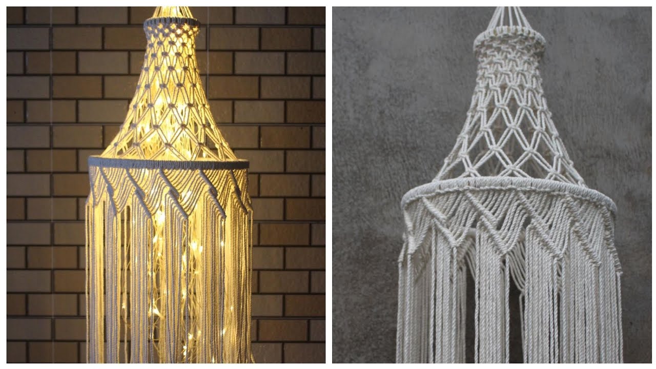 DIY Macrame Lamp Shade -  Macramé Tutorial for beginner by TNARTNCRAFTS