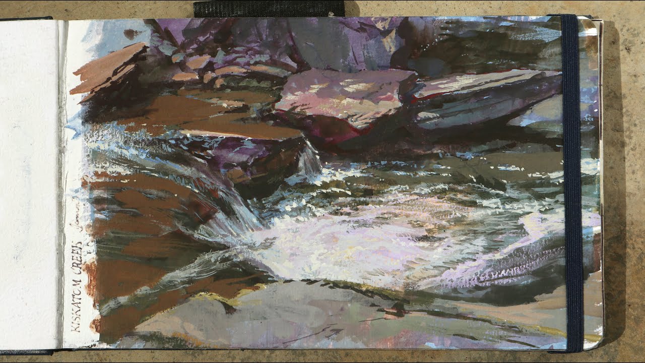 Painting a Mountain Stream in Gouache