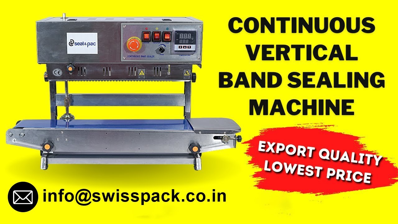 Continuous Vertical Band Sealing Machine | 10-12mm Sealing Width | 3kg Conveyor Capacity | SS Body