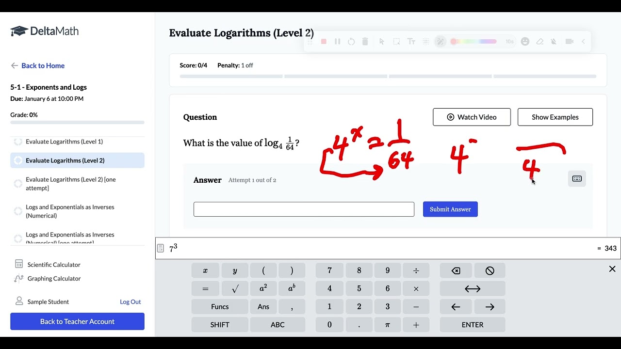DeltaMath 5-1 - Exponents and Logs