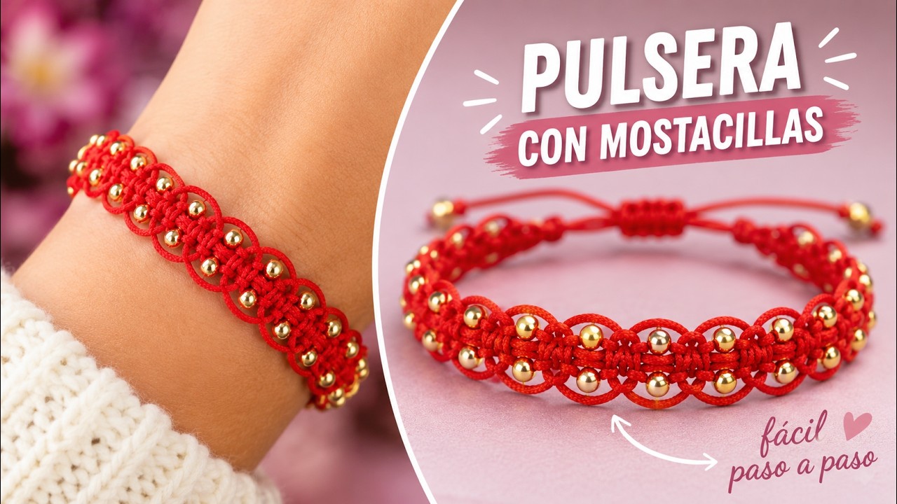 Pulsera de Hilo y Mostacillas con Nudo Doble &iexcl;Te Va a Encantar!