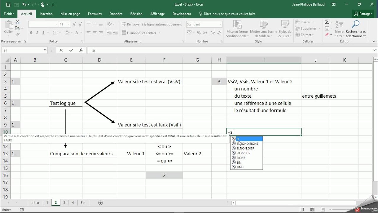 Excel fonction SI