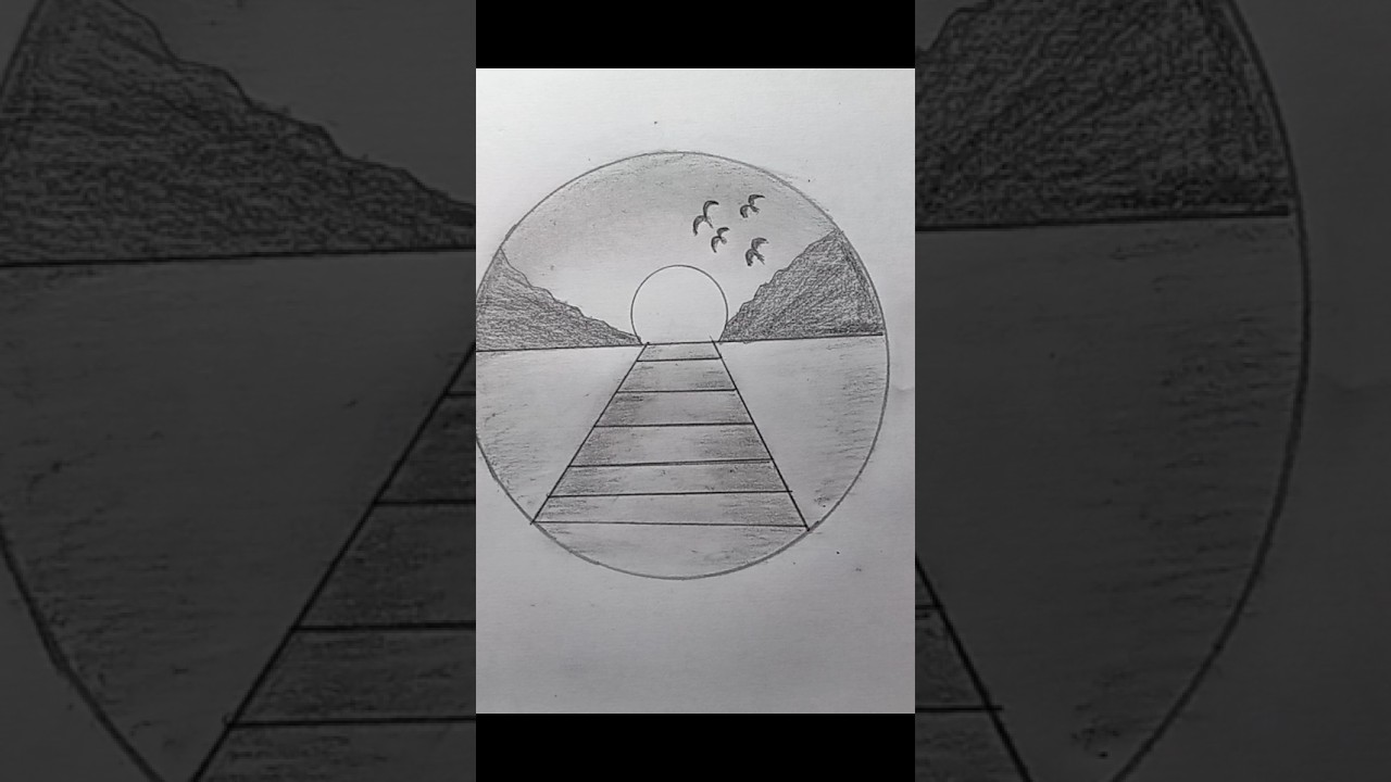 Easy circle scenery drawing # shorts