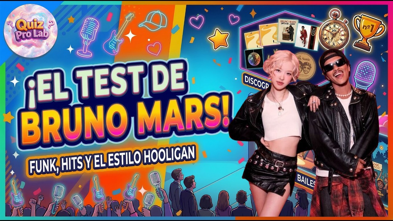 ¿Eres fan de Bruno Mars? 30 preguntas que te dejarán boquiabierto 🎤🔥 #BrunoMars #Quiz #trivia