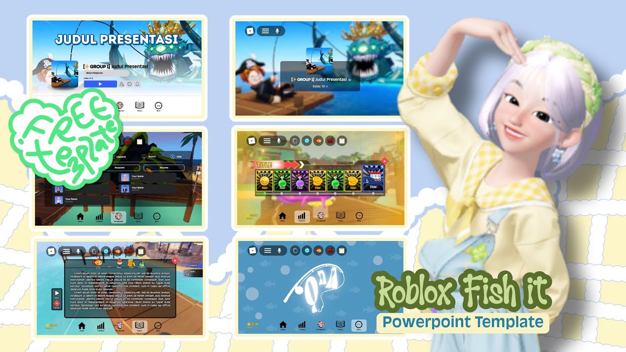 Roblox Powerpoint // Template PPT // Roblox Fish it Theme - Tutorial [FREE TEMPLATE]