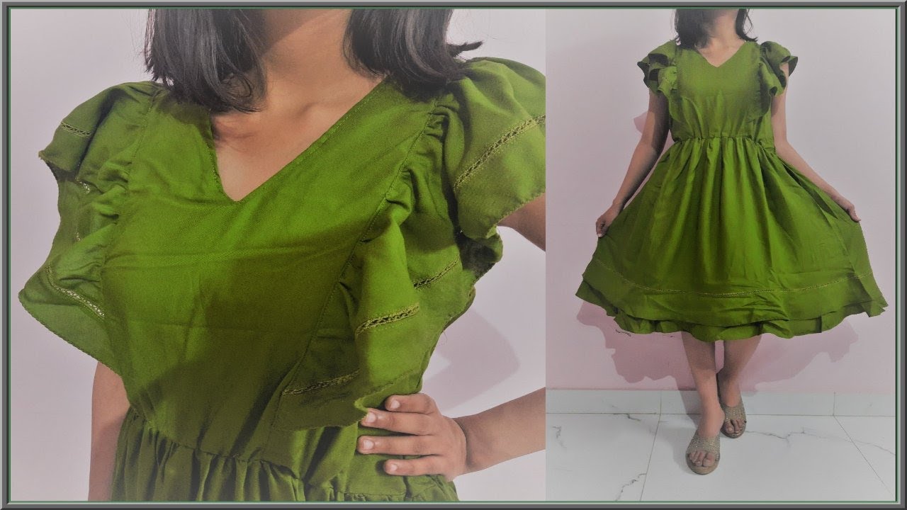 Designer Frill Frock Cutting And Stitching | Most Beautiful and easiest way to make a frock | DIY