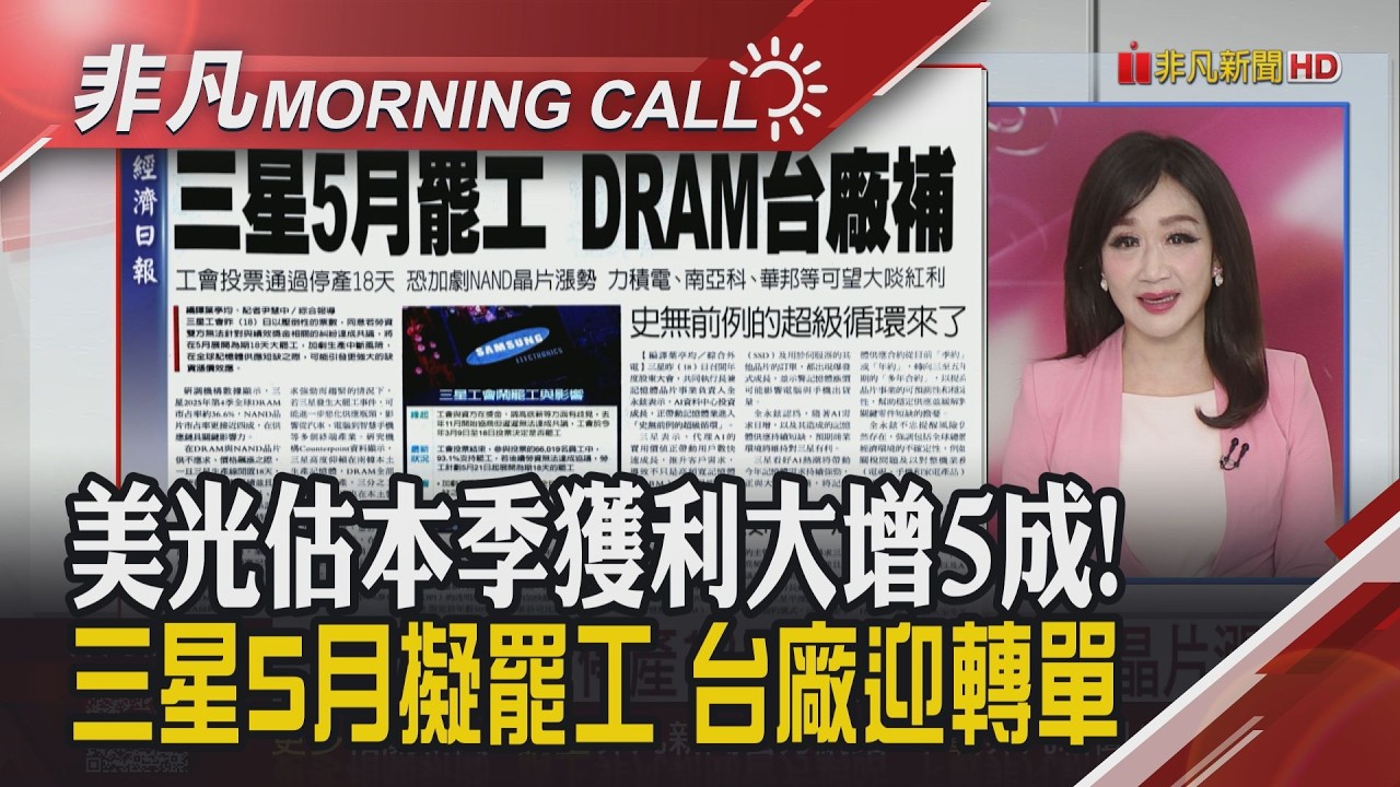 Fed暗示今年降息一次 美股跌.原油漲 美光財報亮.增支出 三星5月罷工 輝達挺光通訊 聯發科攻光纜 專家:台股防後市震盪｜主播陳韋如｜【非凡Morning Call】20260319｜非凡財經新聞