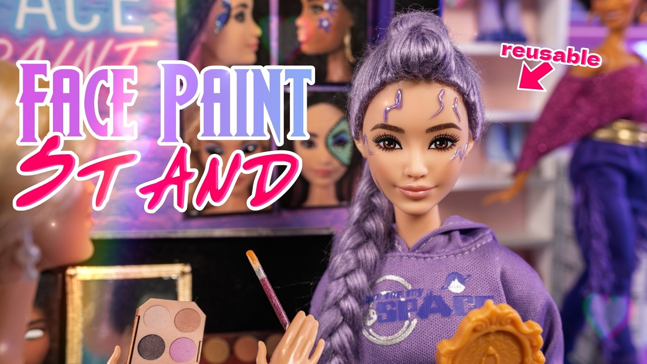 How To Make a Doll Face Painting Stand With Reusable Makeup & Eye Contacts in a Doll Box | Rumi 