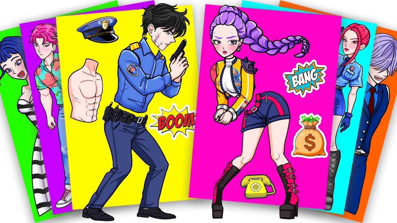 Police Jinu Saja CATCH Huntrix Rumi - KPOP DEMON HUNTERS Sticker Book  | Paper DIY