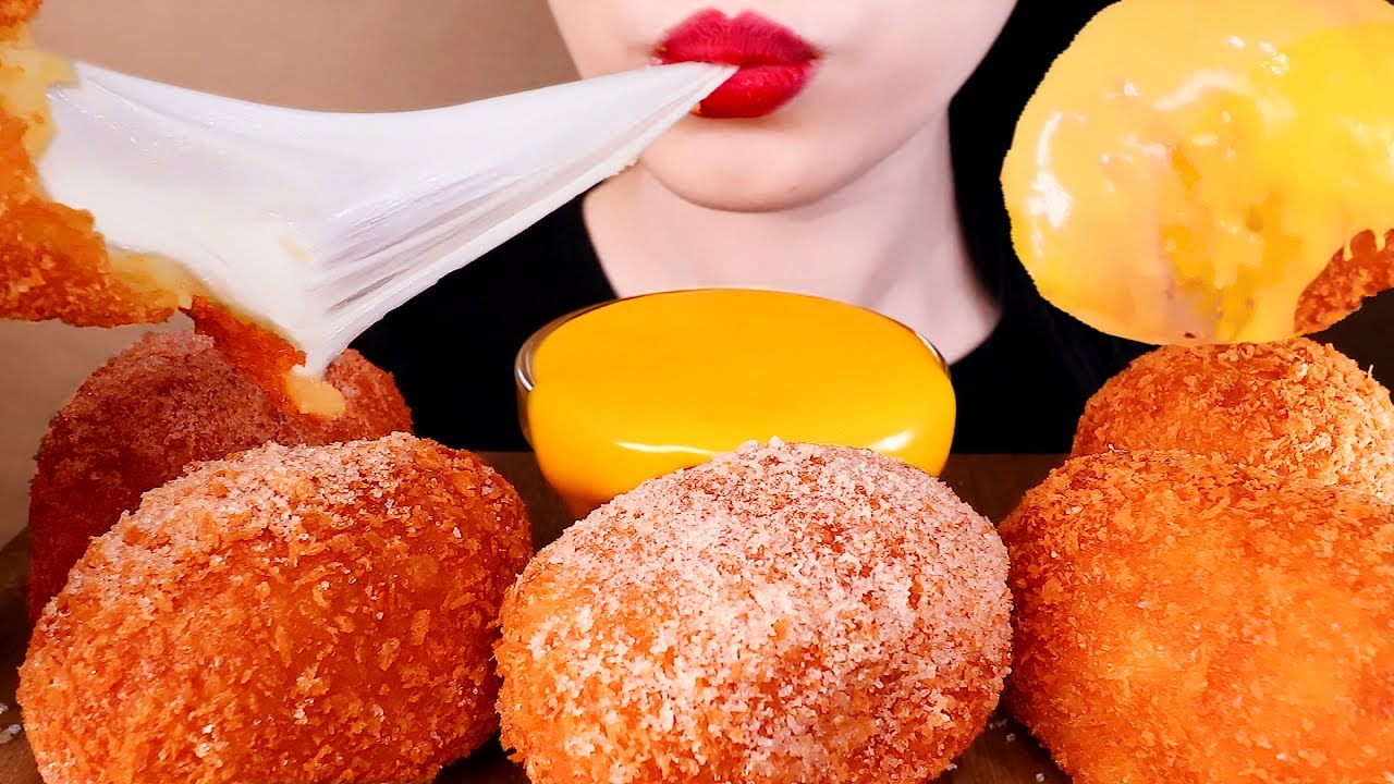 ASMR CHEESE BALL CROQUETTE, CHEESE SAUCE eating sounds MUKBANG 치즈볼 고로케, 치즈소스 먹방