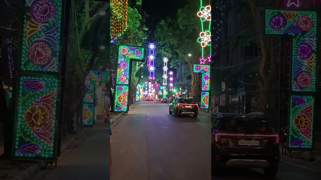 Beautiful Kolkata decked up for Kali Pujo by Shakespeare Sarani Police Station #kalipuja #kolkata