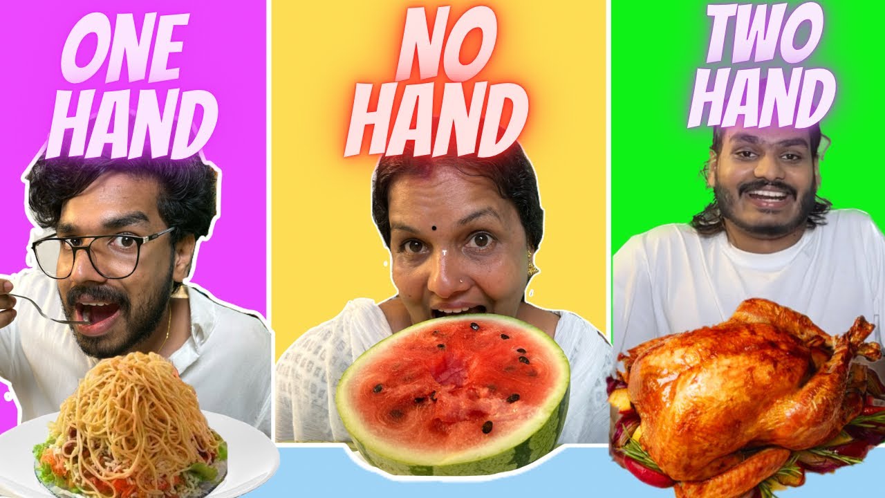 No hand vs One hand vs Two hand eating challenge 🤩 | with mom