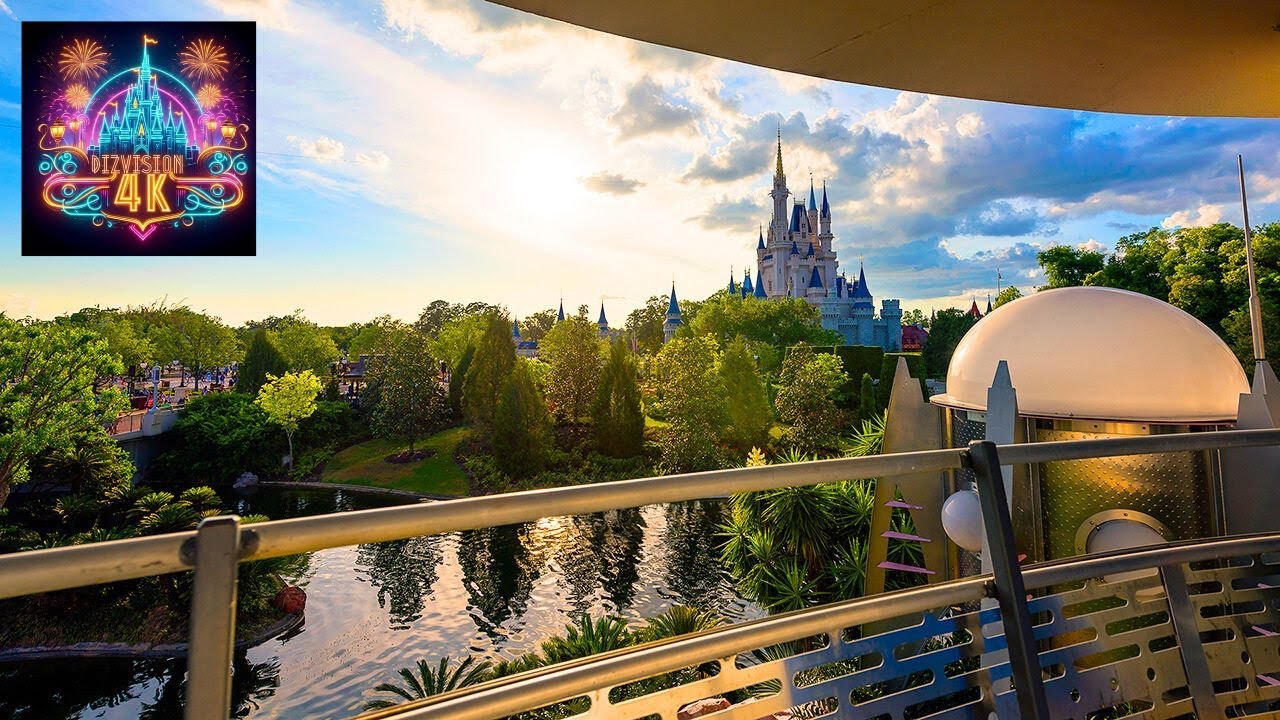 Magic Kingdom TTA PeopleMover 2024 4K Ride POV in the Rain   Walt Disney World Florida 2024